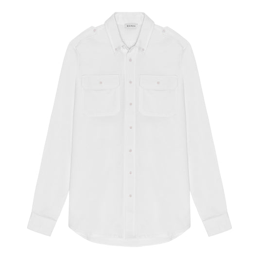 White Military Style Shirt-0