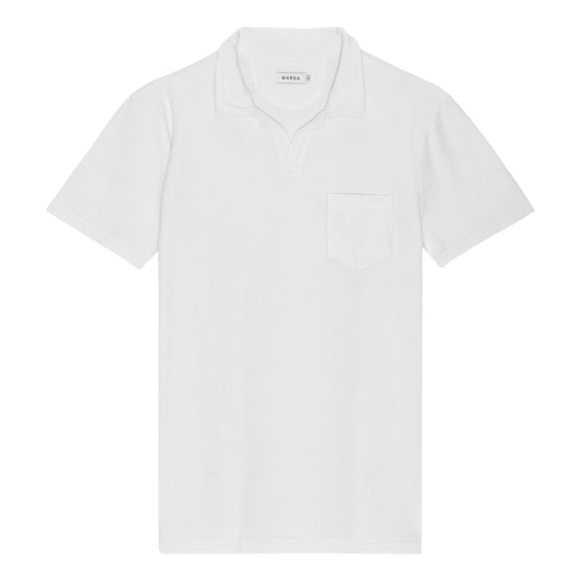 White Terry Polo Shirt-0