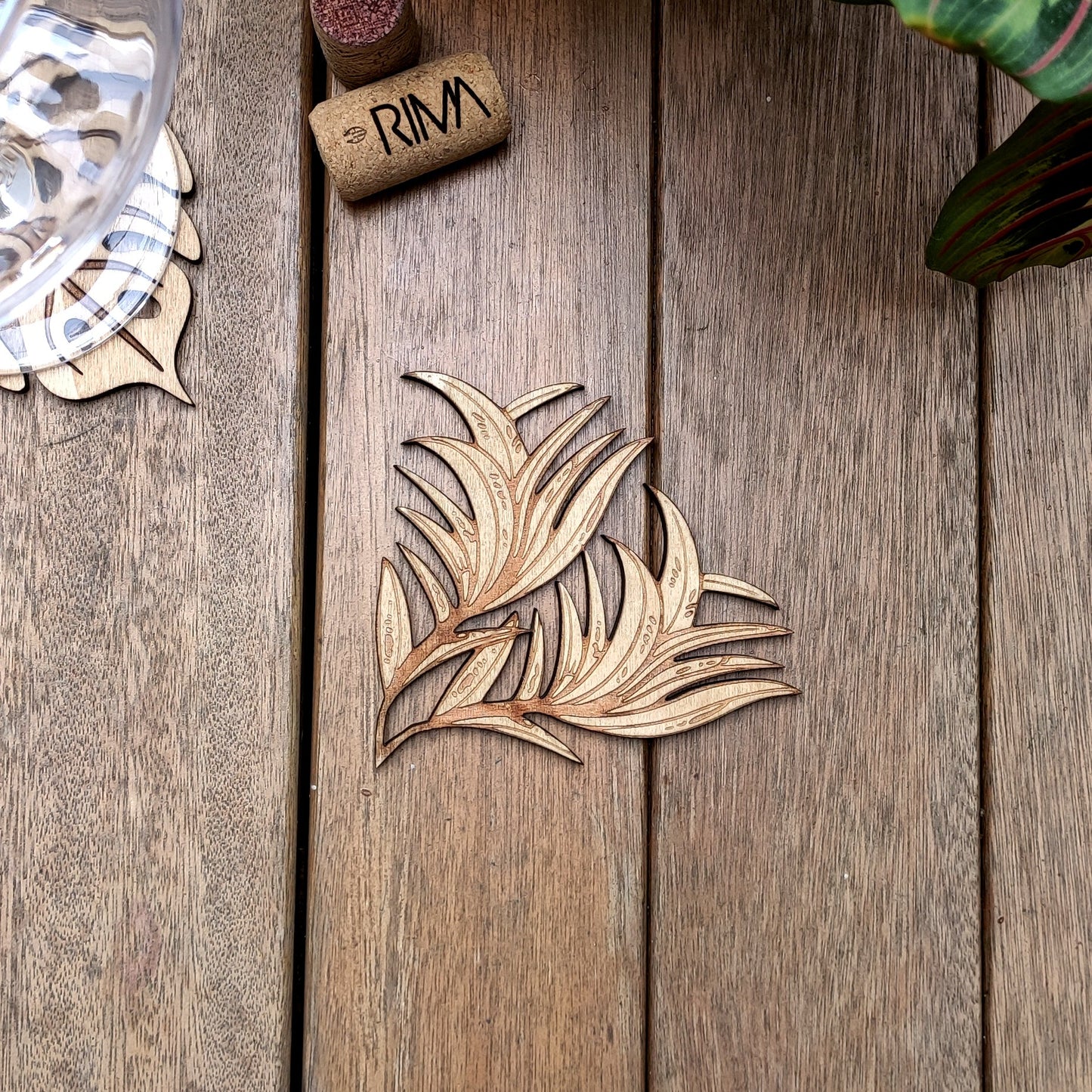 Pot Holder Small Leaves - Nature - Wood - Handmade Gift - Housewarming - Wood Kitchenware-2