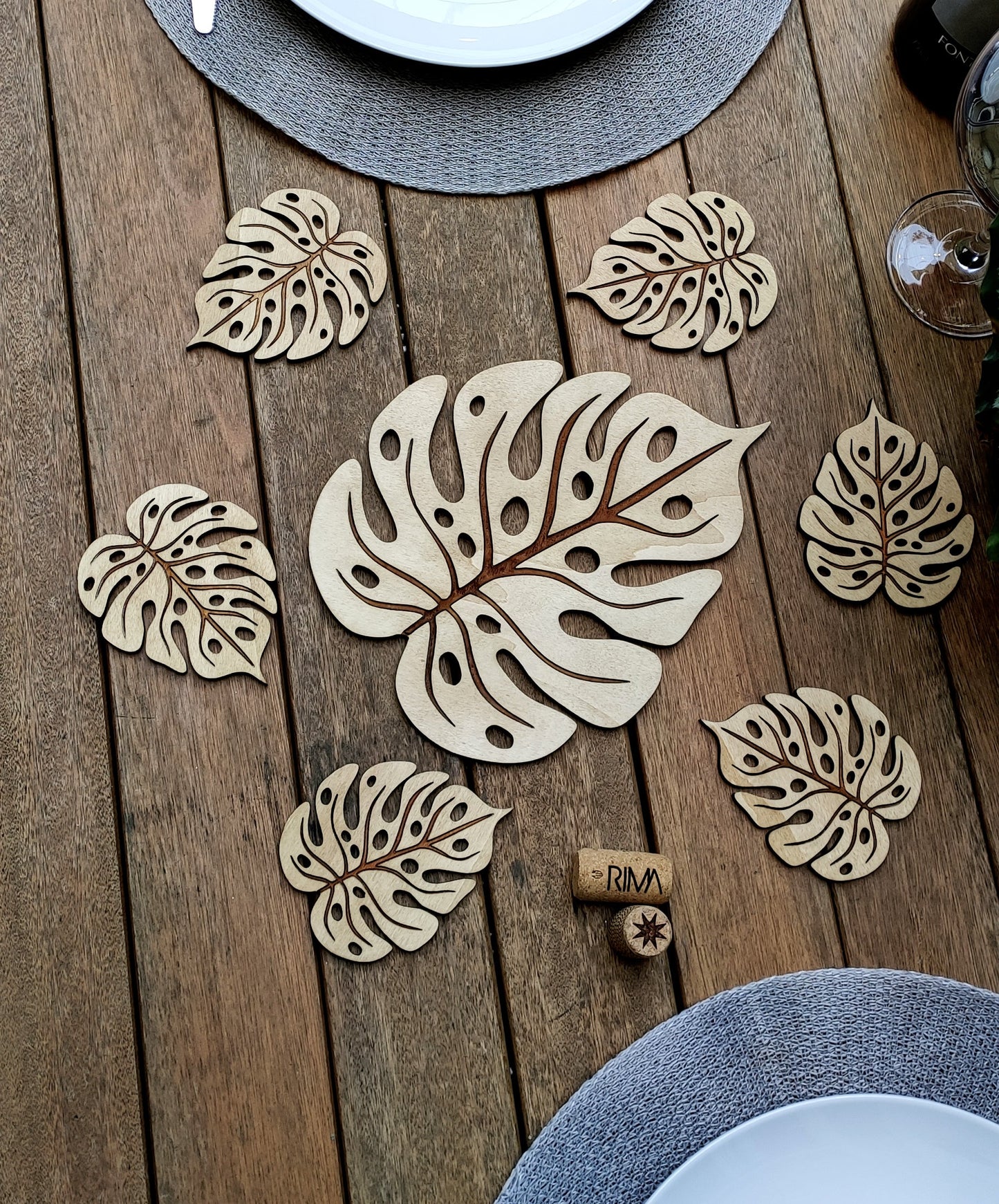 Pot Holder Monstera Leaf - Nature - Wood - Handmade Gift - Housewarming - Wood Kitchenware-2