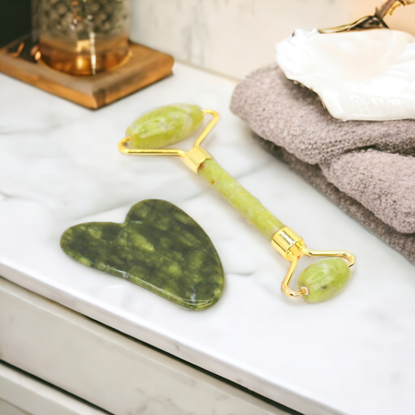 Rouleau et Gua-Sha en Jade naturel-1