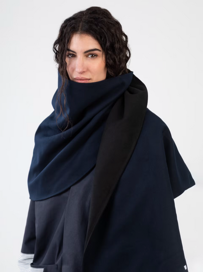 Fudo Two Tones Unisex Scarf - Black & Navy