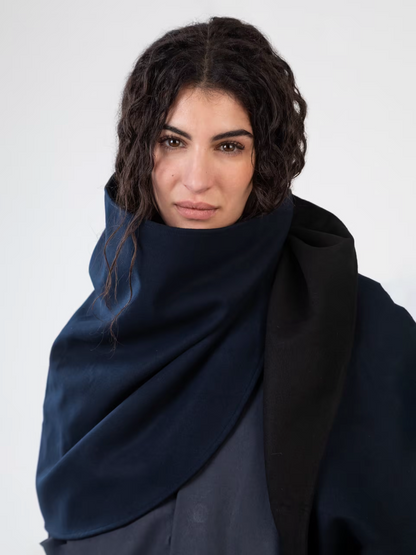 Fudo Two Tones Unisex Scarf - Black & Navy