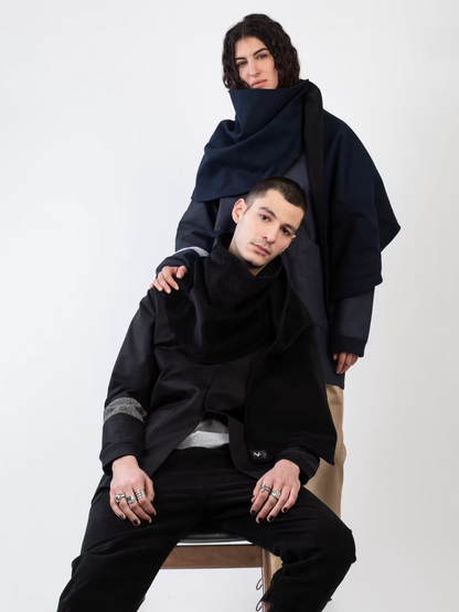 Fudo Two Tones Unisex Scarf - Black & Navy