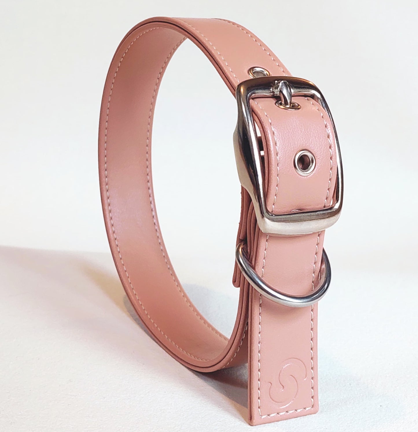 Blush pink vegan apple leather dog collar-0