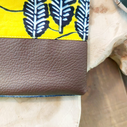 African Print Zipper Pouch | Make-up Bag | Pencil Case | Vegan Leather Detail-3