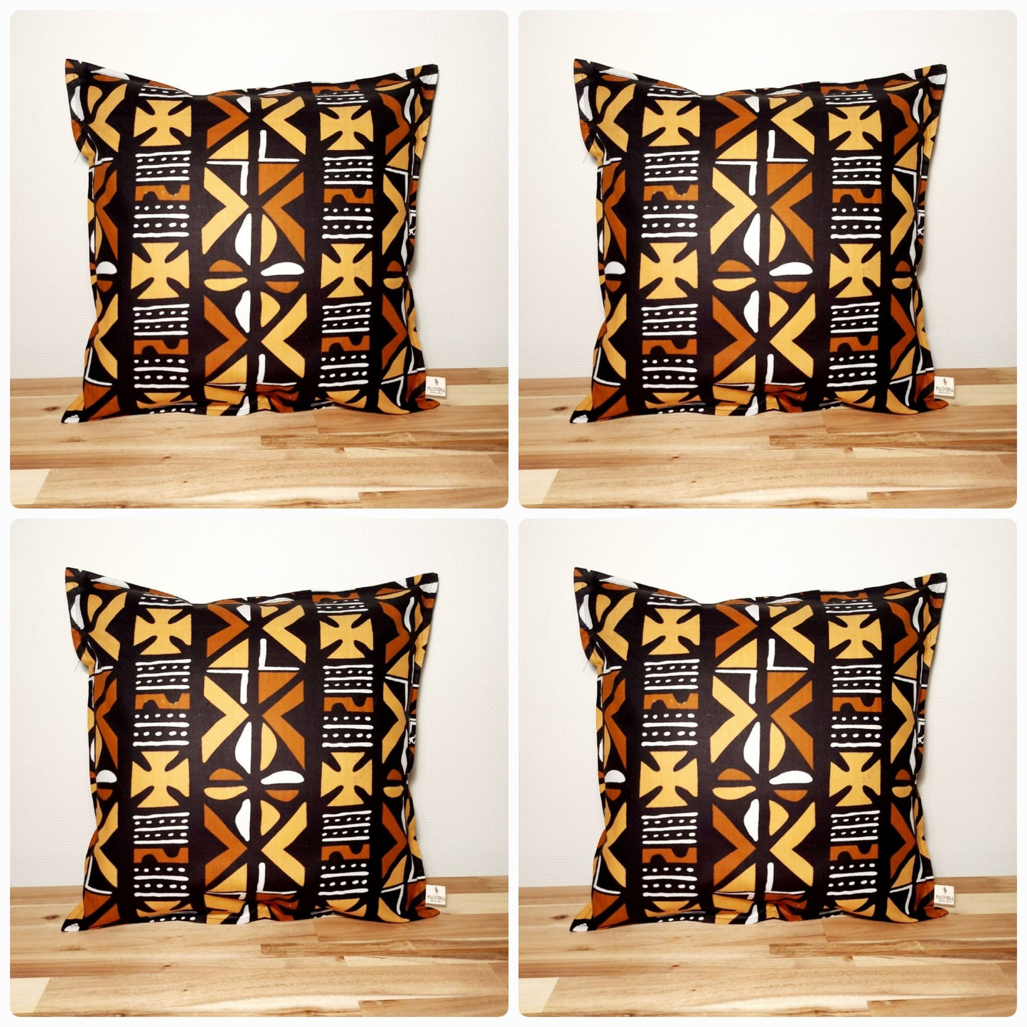 Set of 2 / 4 African Print | 40x40cm | Mudcloth Boho Cushion Cover 100% Cotton Wax Ankara Fabric-0