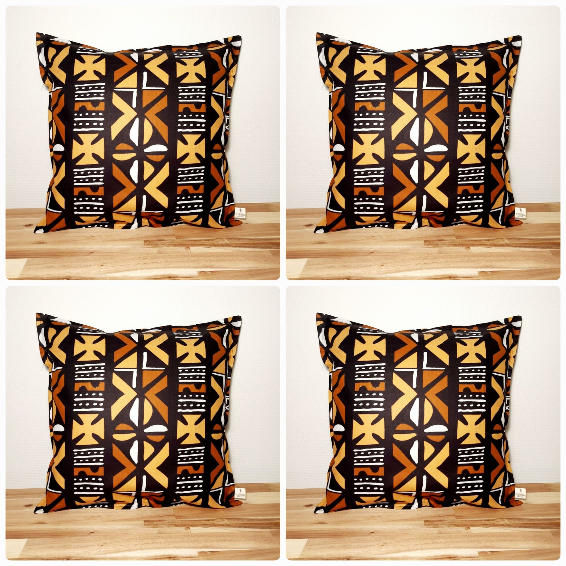 Set of 2 / 4 African Print | 40x40cm | Mudcloth Boho Cushion Cover 100% Cotton Wax Ankara Fabric-0