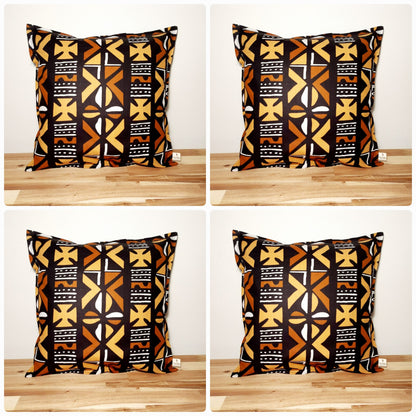 Set of 2 / 4 African Print | 40x40cm | Mudcloth Boho Cushion Cover 100% Cotton Wax Ankara Fabric-0