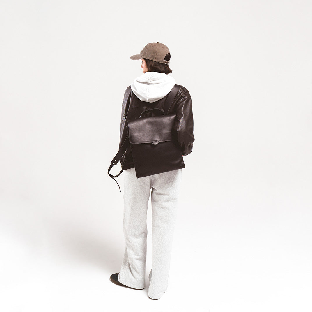 Leather backpack - Fibonacci (Black)-1