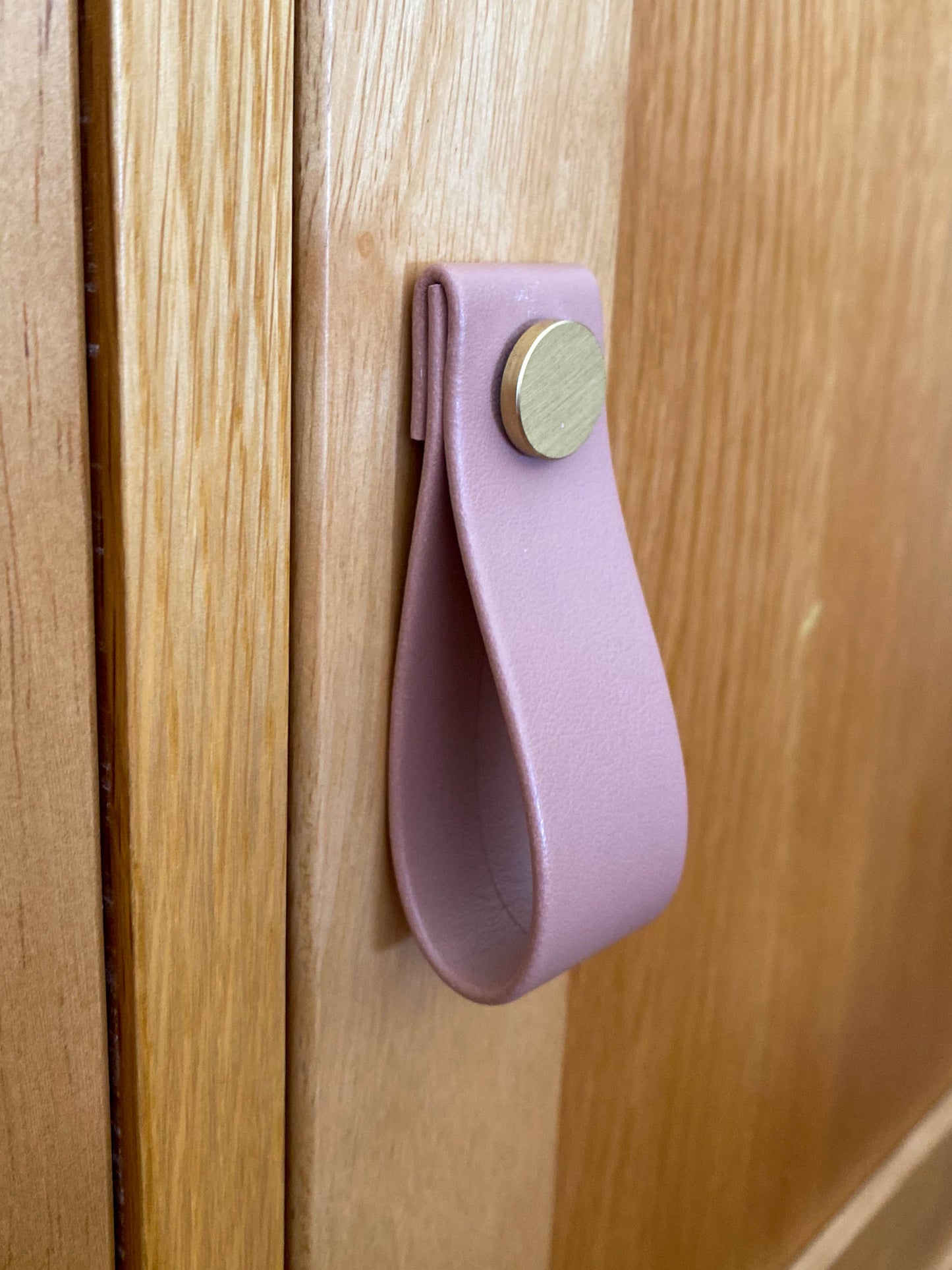 Cupboard door drawer pull, made with apple leather-1