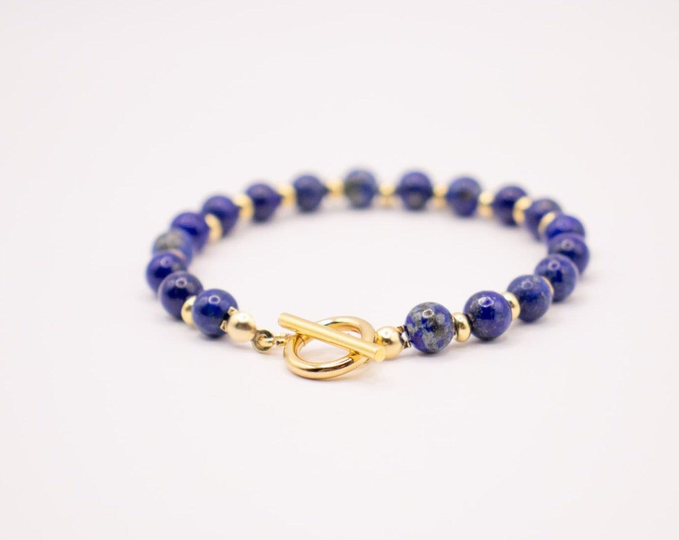 CIRCÉ | Bracelet en Lapis-Lazuli et acier inoxydable plaqué Or 18 carats-2