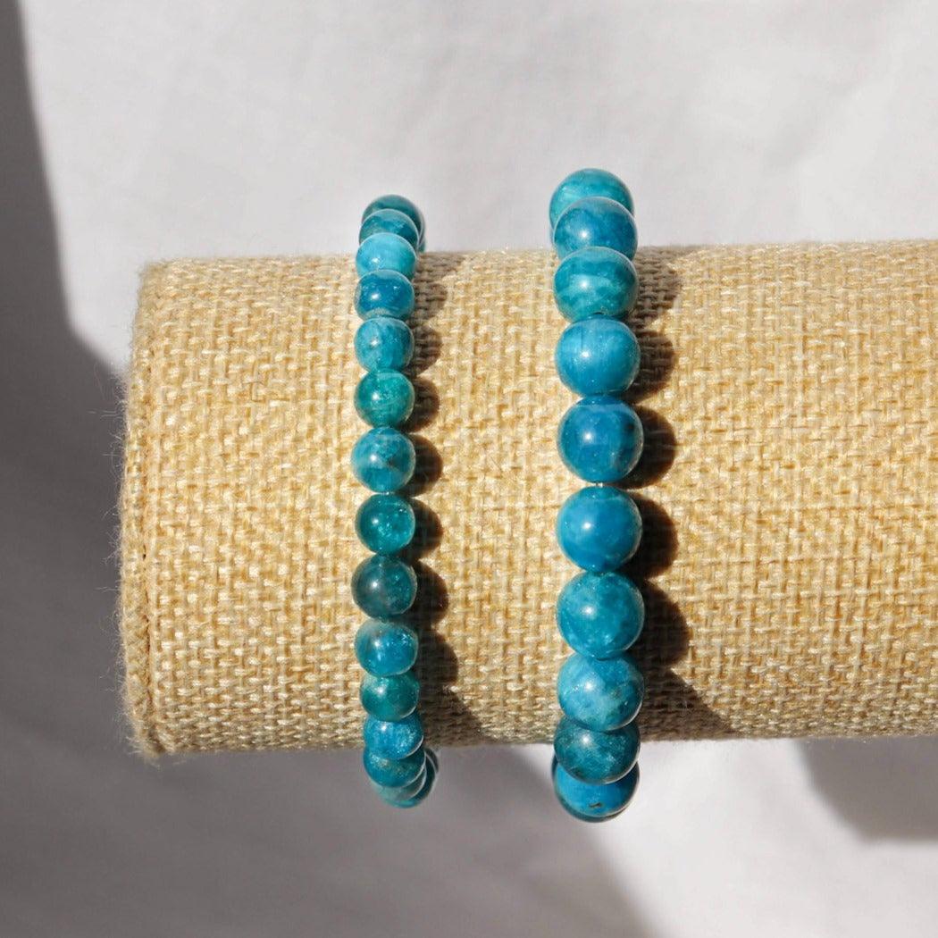 Bracelet en Apatite bleue ✦ Communication, Timidité et Bien-être-1