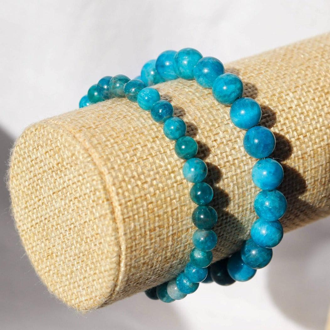 Bracelet en Apatite bleue ✦ Communication, Timidité et Bien-être-0