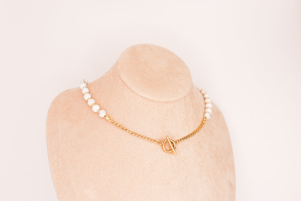 CIRCÉ | Collier en Howlite et plaqué Or 18 et 24 carats-4