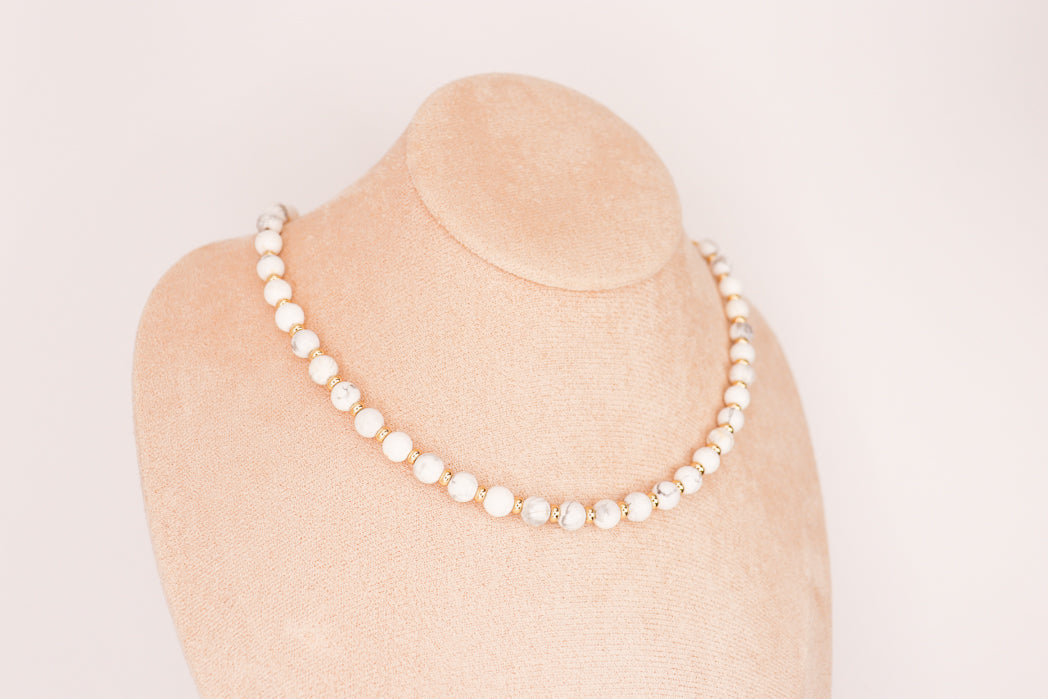 CIRCÉ | Collier en Howlite et plaqué Or 18 et 24 carats-1