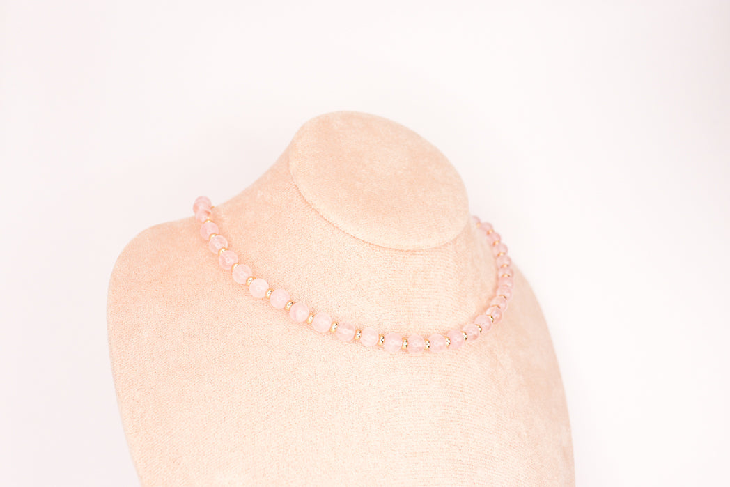 CIRCÉ | Collier en Quartz rose et plaqué Or 18 et 24 carats-1