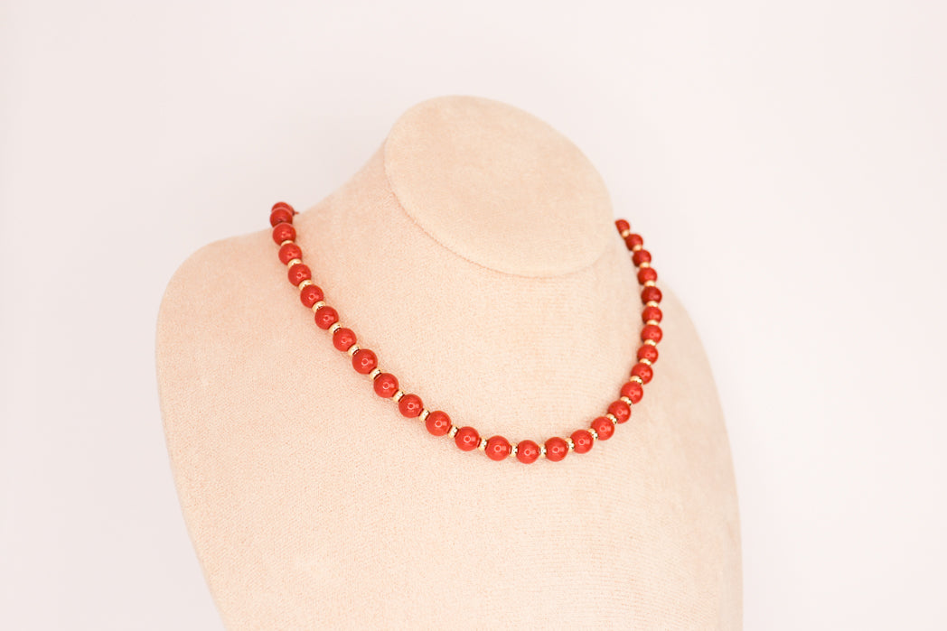 CIRCÉ | Collier en Jaspe rouge et plaqué Or 18 et 24 carats-1