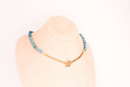 CIRCÉ | Collier en Apatite bleue et plaqué Or 18 et 24 carats-4