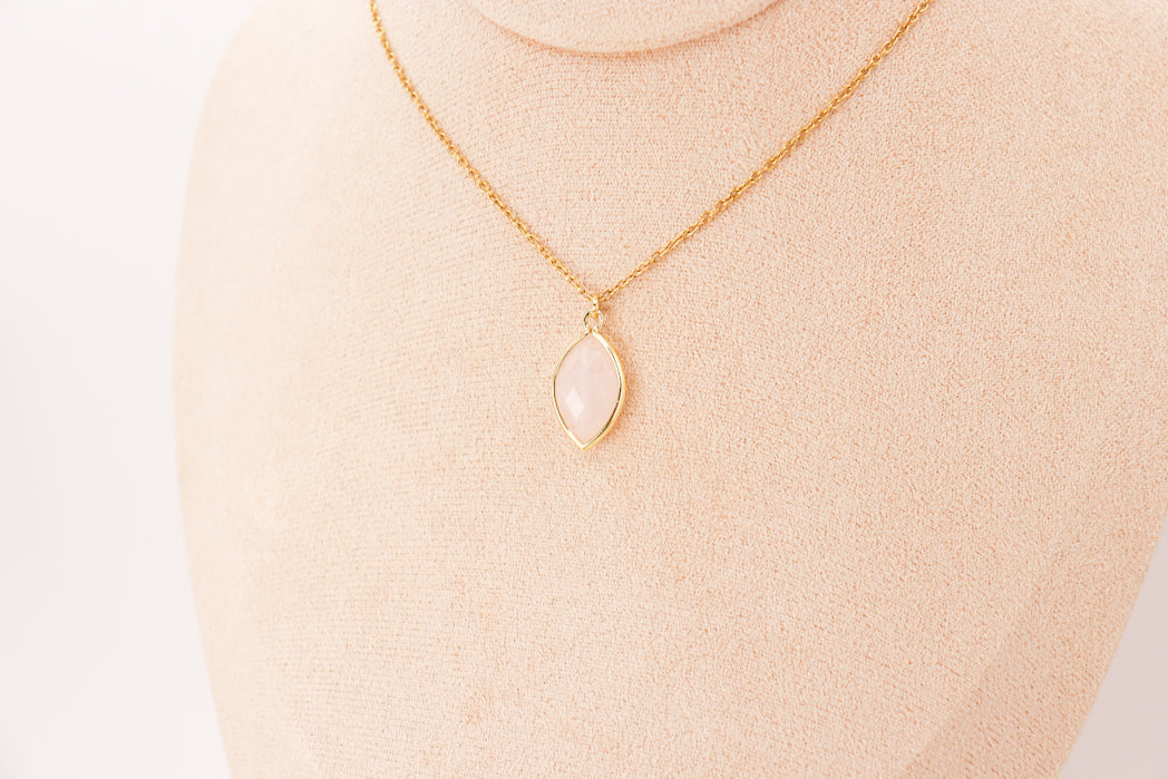 Pendentif | Amande en Quartz rose-2