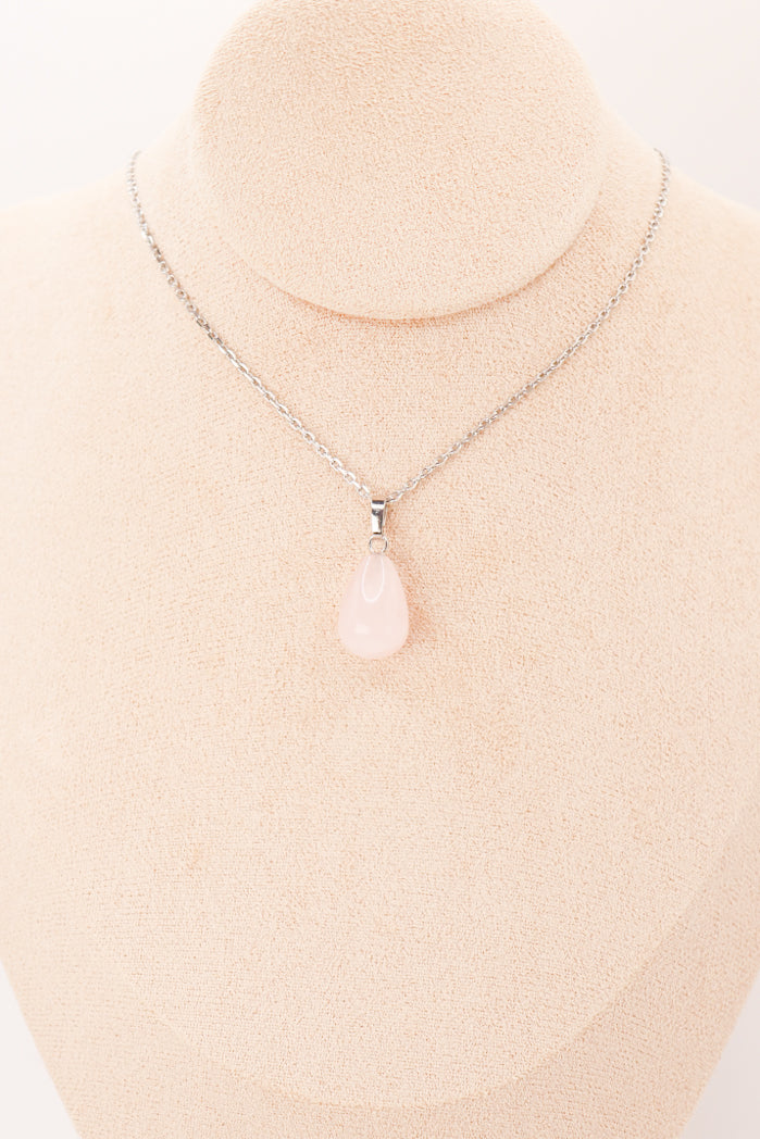 Pendentif | Goutte en Quartz rose-3