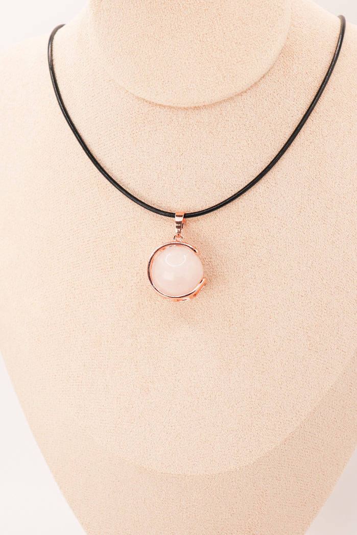 Pendentif | Sphère de Lune en Quartz rose-1