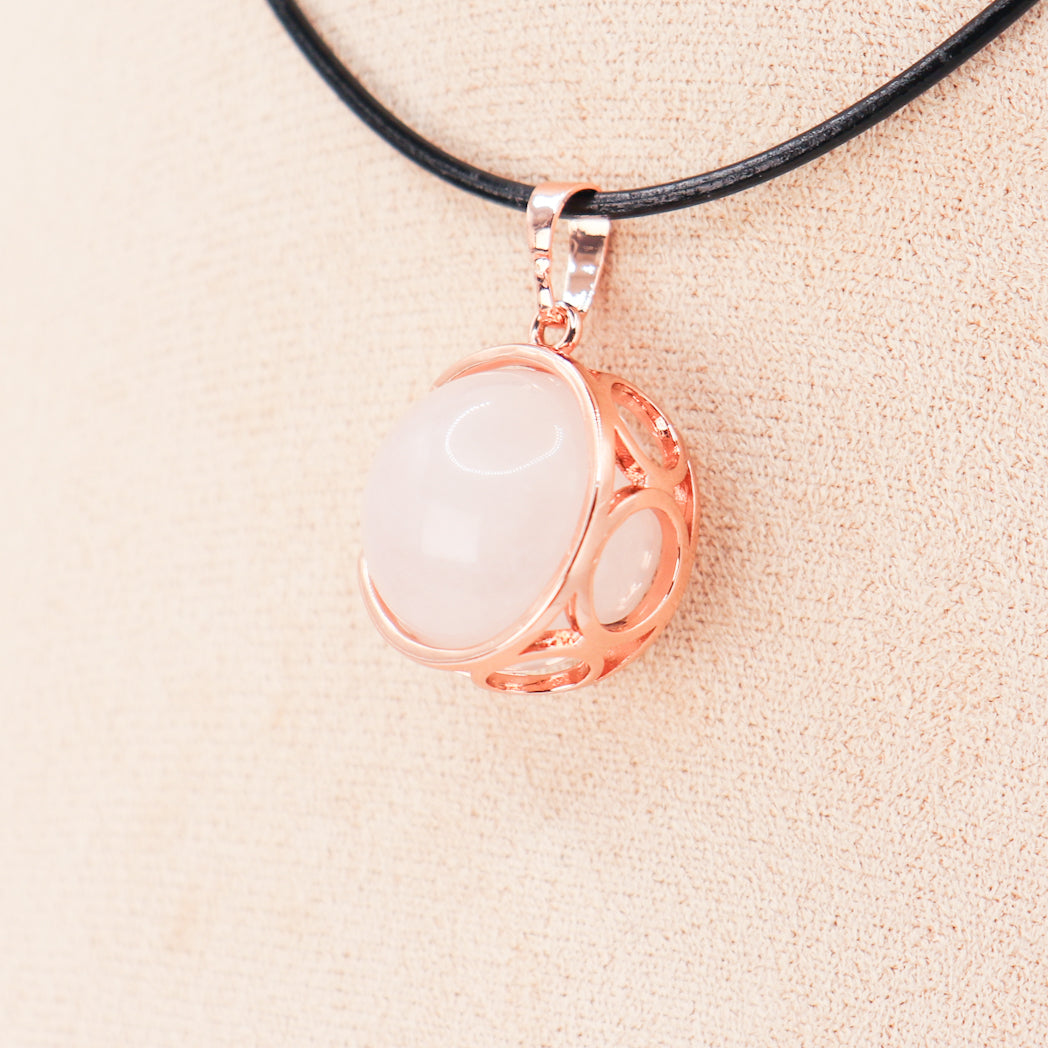 Pendentif | Sphère de Lune en Quartz rose-0