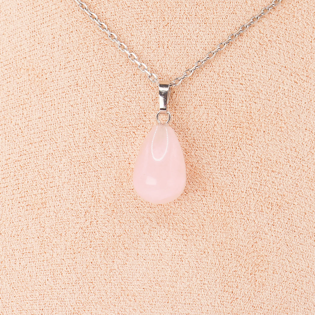 Pendentif | Goutte en Quartz rose-0