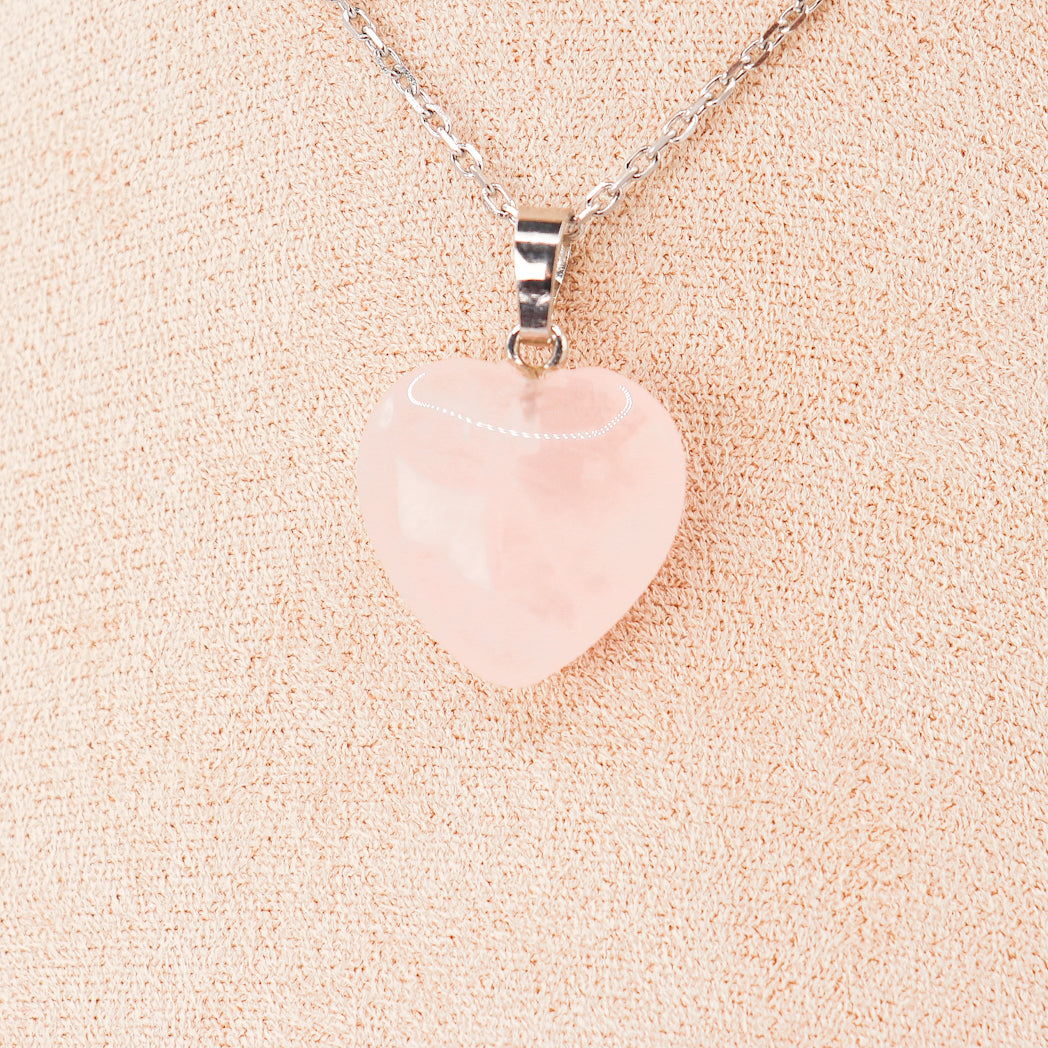 Pendentif | Coeur en Quartz Rose-0