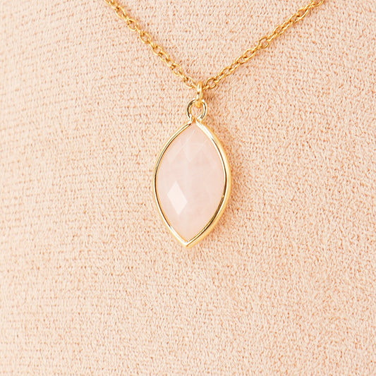 Pendentif | Amande en Quartz rose-0