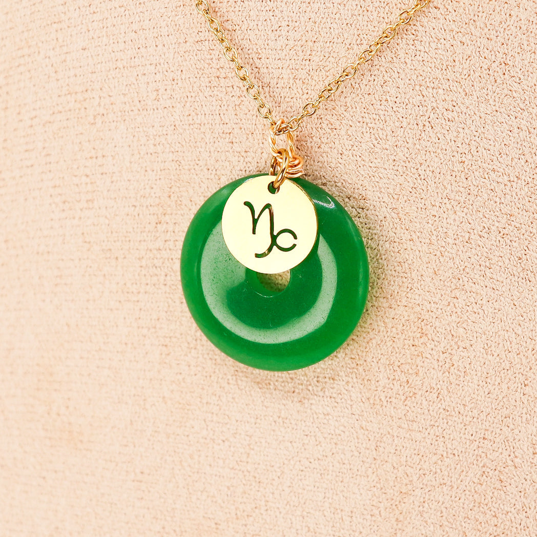 PERSONNALISÉ | Pendentif Donut en Jade + Charm Astro-0