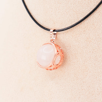 Pendentif | Sphère de Lune en Quartz rose-2