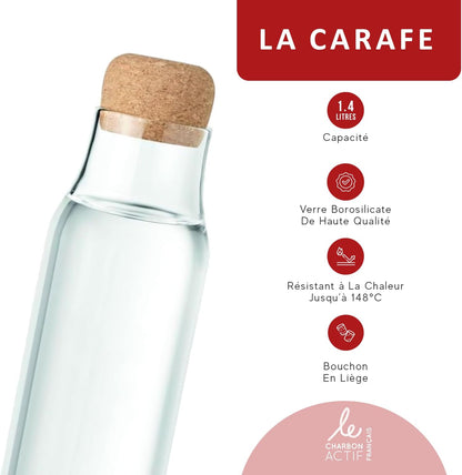 Carafe filtrante en verre 1,4L au charbon actif-2