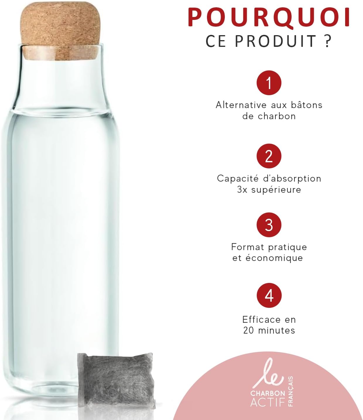 Carafe filtrante en verre 1,4L au charbon actif-1