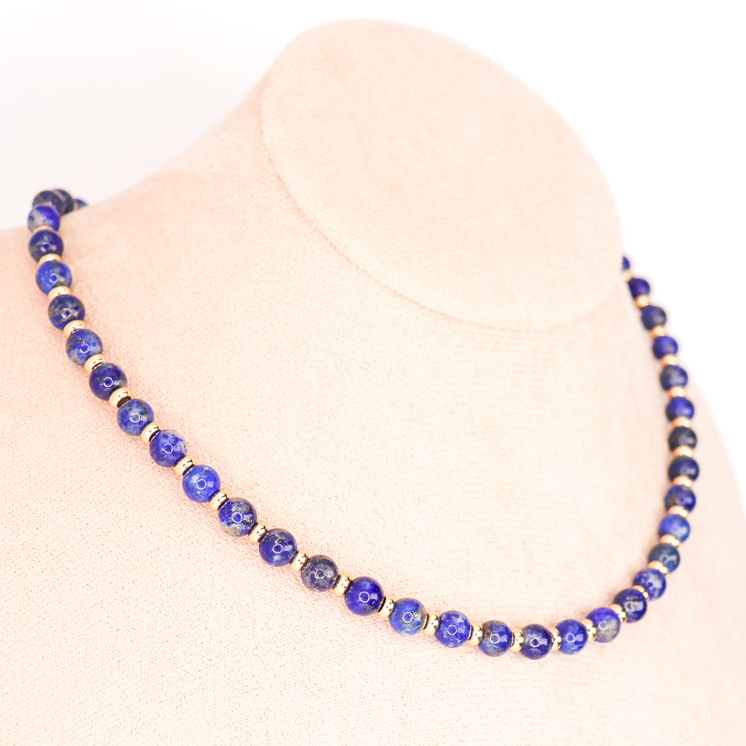 CIRCÉ | Collier en Lapis lazuli et plaqué Or 18 et 24 carats-0