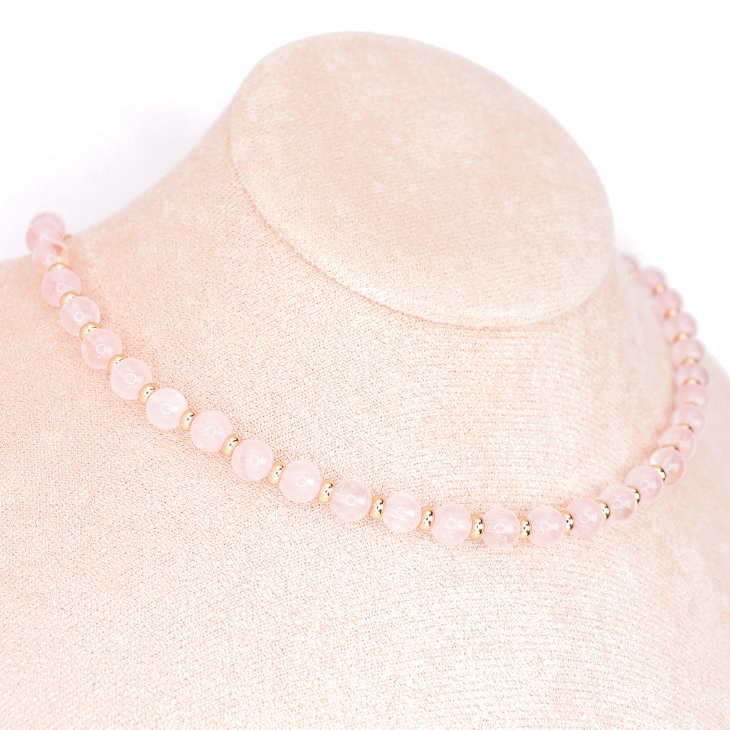 CIRCÉ | Collier en Quartz rose et plaqué Or 18 et 24 carats-0