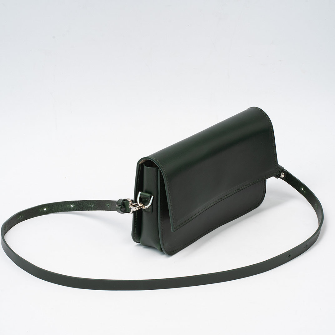 Leather Shoulder Bag - Curie (Forest Green)-2