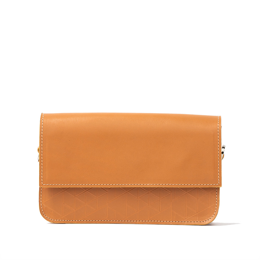 Leather Shoulder Bag - Curie (Orange Vectors)-2