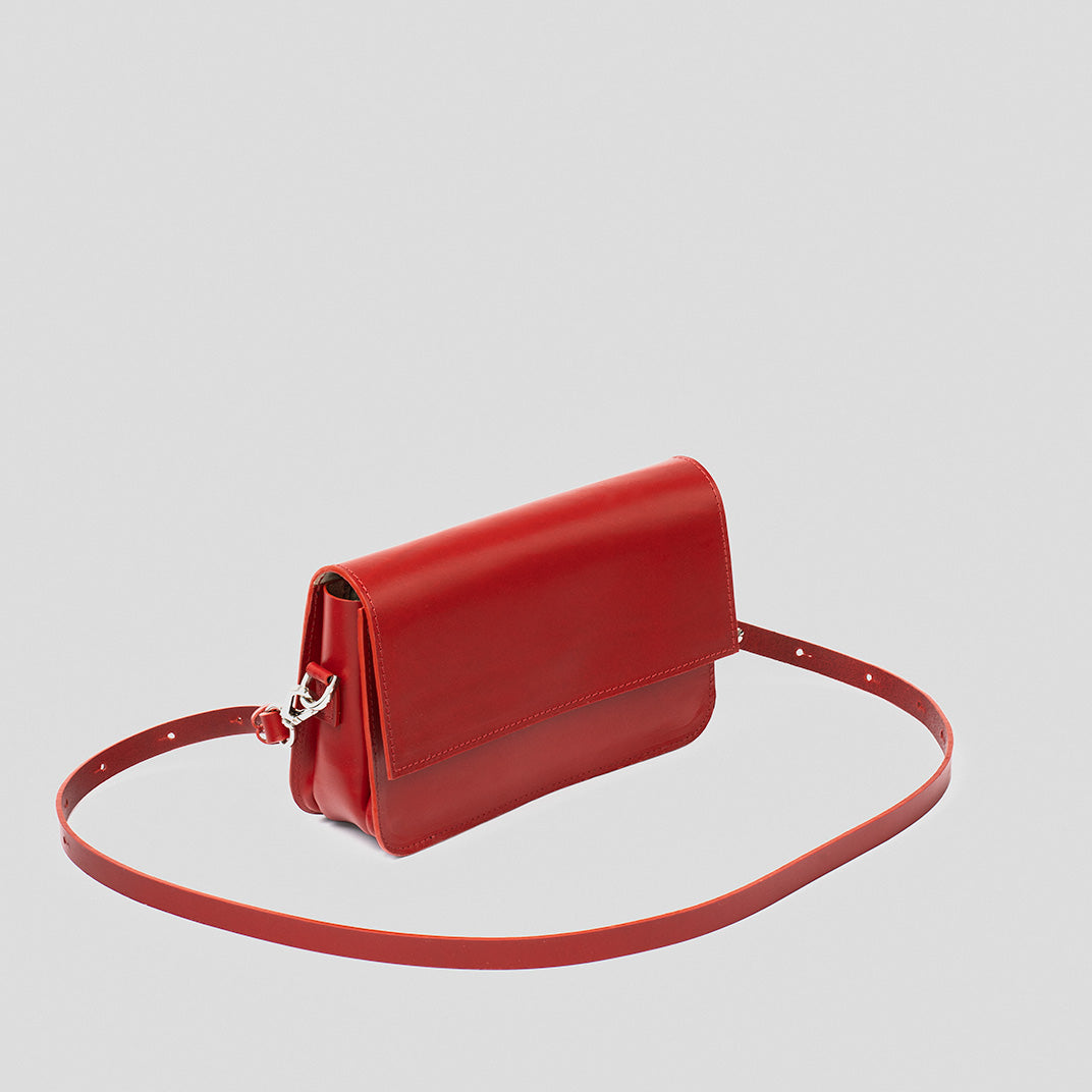 Leather Shoulder Bag - Curie (Red)-2