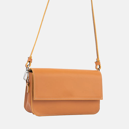 Leather Shoulder Bag - Curie (Light Orange)-0