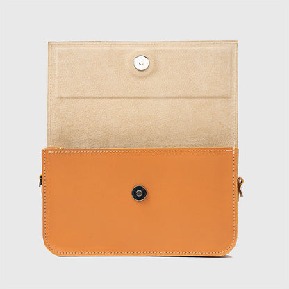 Leather Shoulder Bag - Curie (Light Orange)-1