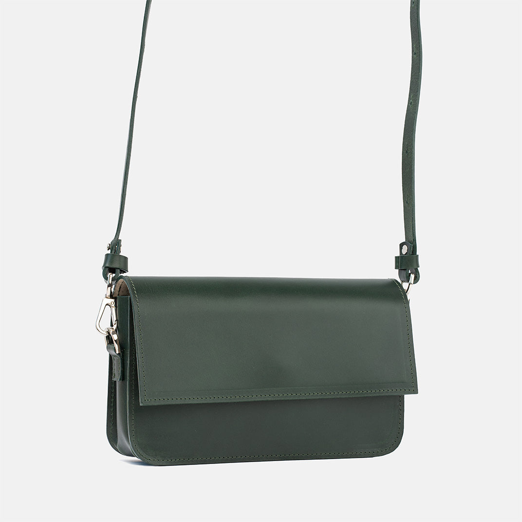 Leather Shoulder Bag - Curie (Forest Green)-0