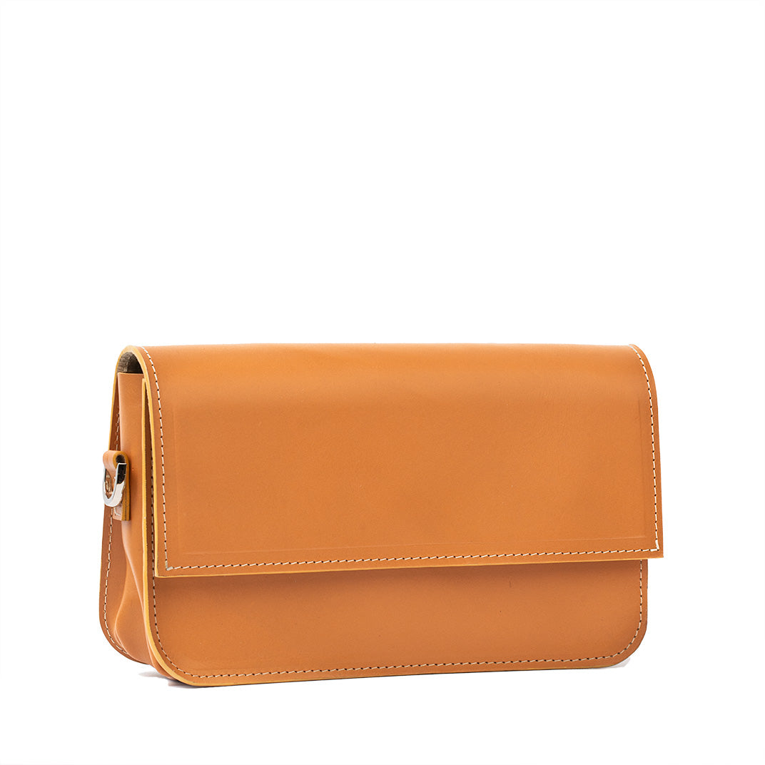 Leather Shoulder Bag - Curie (Light Orange)-2