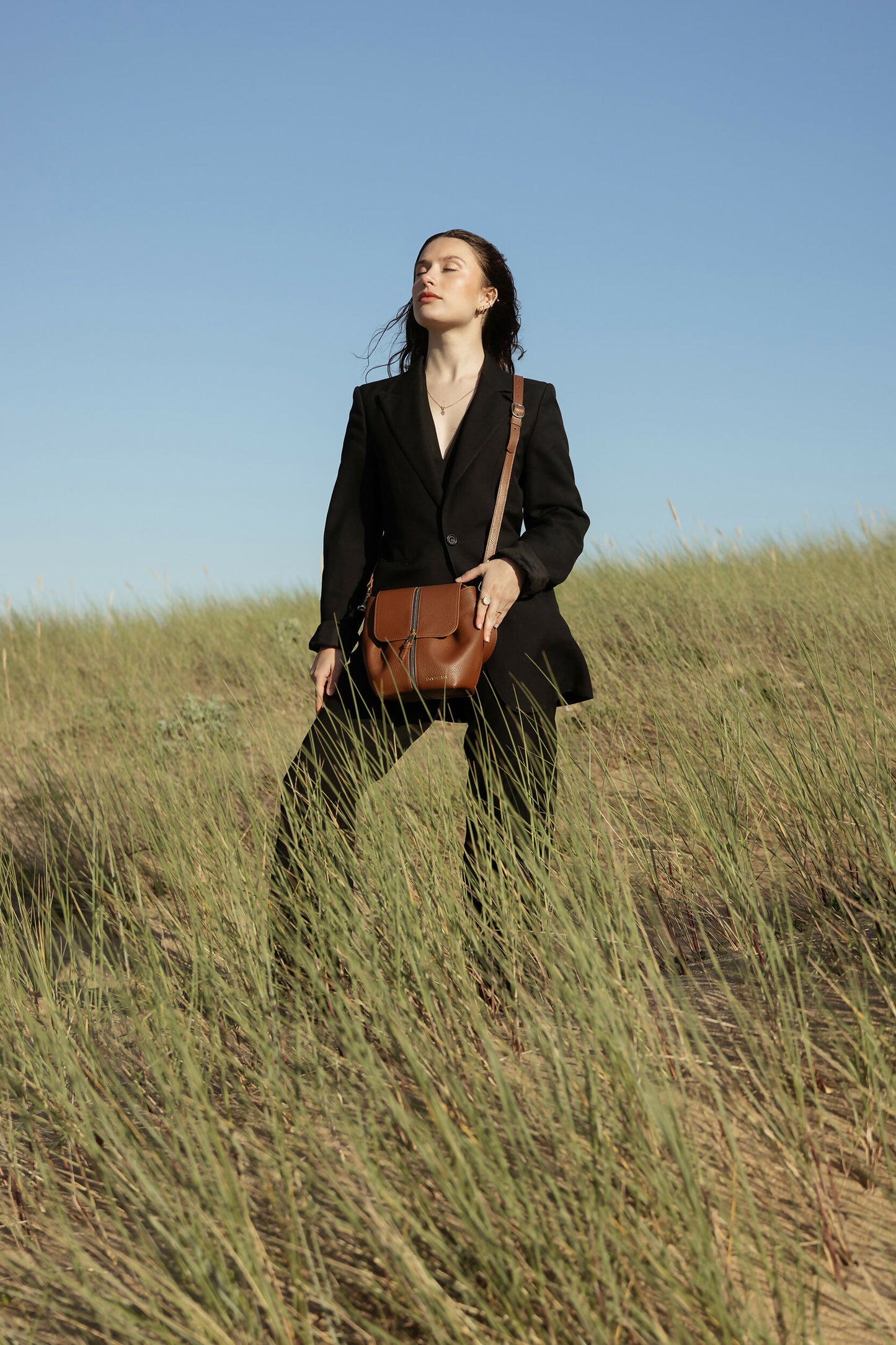 Sac à main bandoulière marron avec ligne épurée pour femme actuelle_