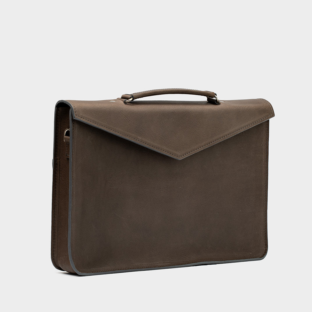 Leather Briefcase (Gray)-1