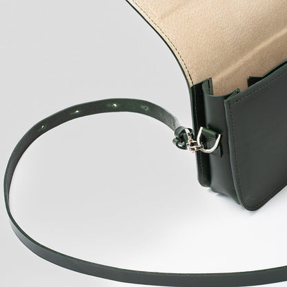 Leather Shoulder Bag - Curie (Forest Green)-4