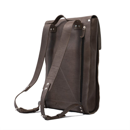 Leather laptop backpack - The Minimalist (Gray)-1