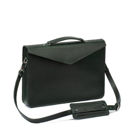 Leather Briefcase (Forest Green)-0