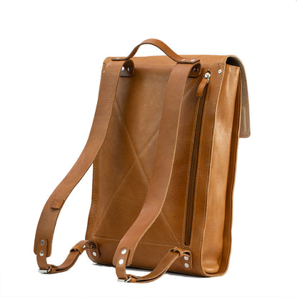 Leather laptop backpack - The Minimalist (Camel)-1