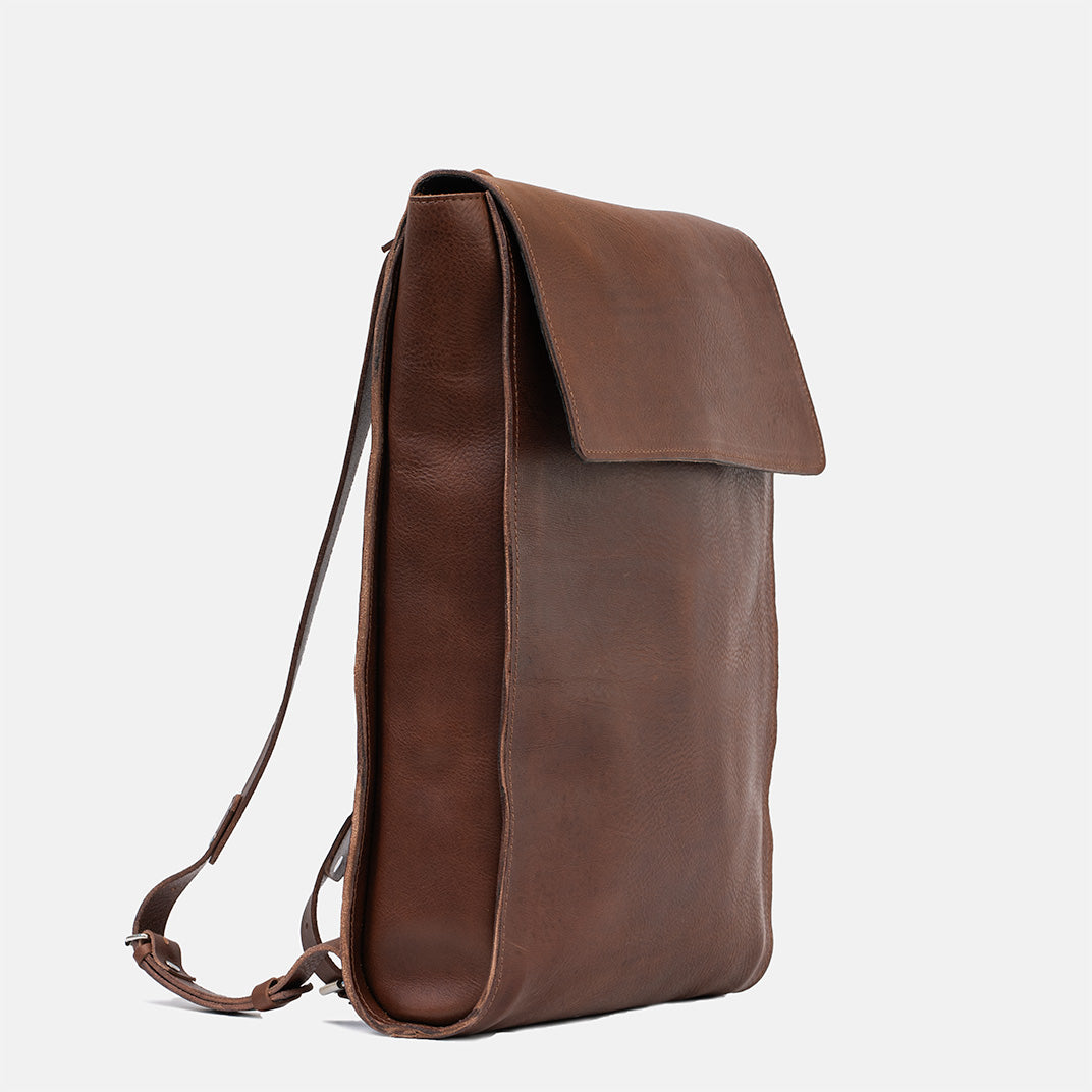 Leather laptop backpack - The Minimalist (Mahogany)-1